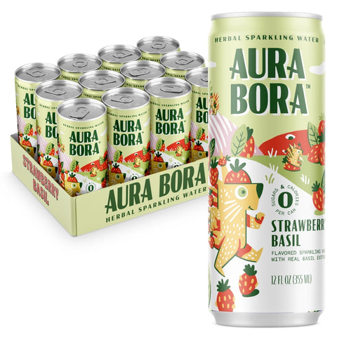 Aura Bora Sparkling Water Strawberry Basil (12oz)