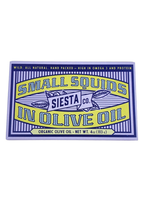 Siesta Co Small Squids in Organic Extra Virgin Olive Oil (4oz)