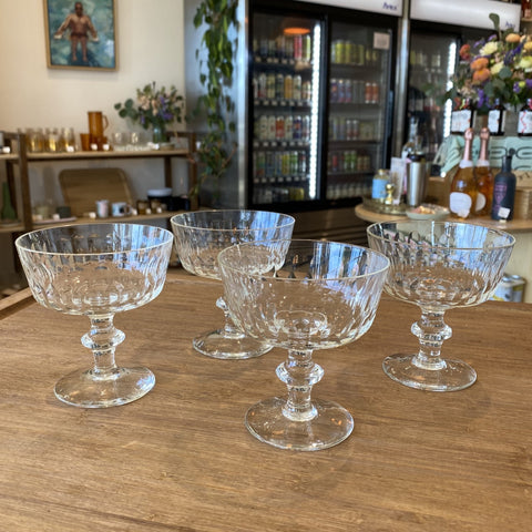 Faceted Vintage Coupe Glasses (Set of 4)